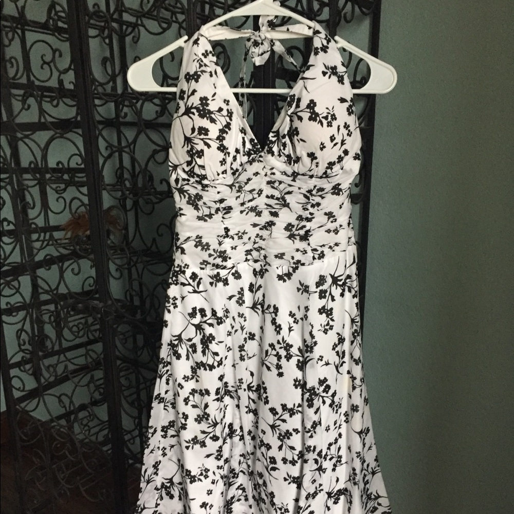 Black and white halter dress
